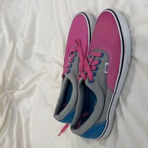 Vans Pink and Blue Low-Top Sneakers